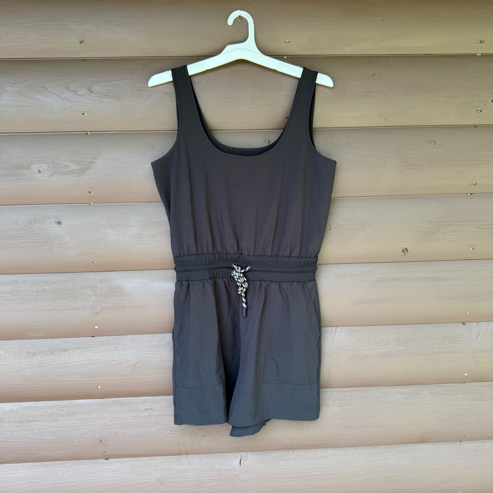 Lou‎ & Grey Romper Womens Small Gray Sleeveless Drawstring Waist Athleisure